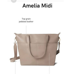 Mina Baie Amelia Midi tan leather backpack bag